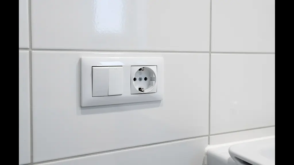 Prise électrique conforme près des toilettes en salle de bains