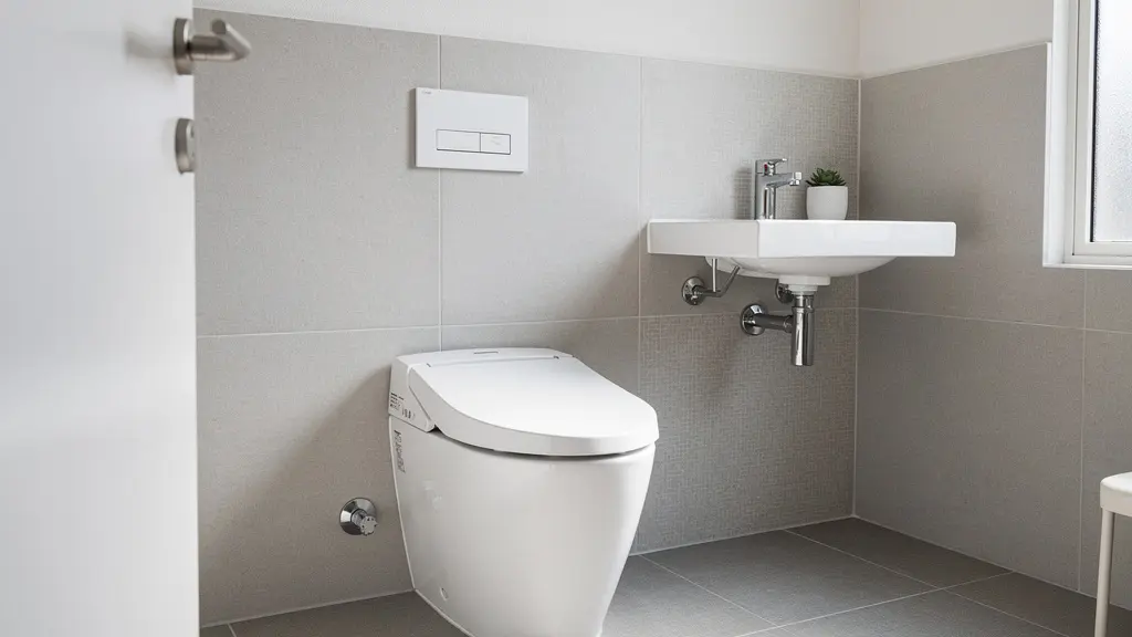 WC japonais installé dans une salle de bains moderne française